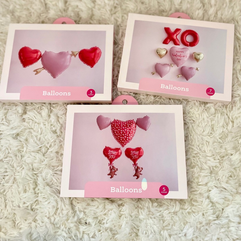 Spritz Valentines Day Balloon Bundle‎ 3 Sets XO Love You Hearts Foil Mylar 15ct